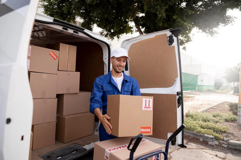 medium-shot-delivery-man-holding-box Package of Household items for relocating process